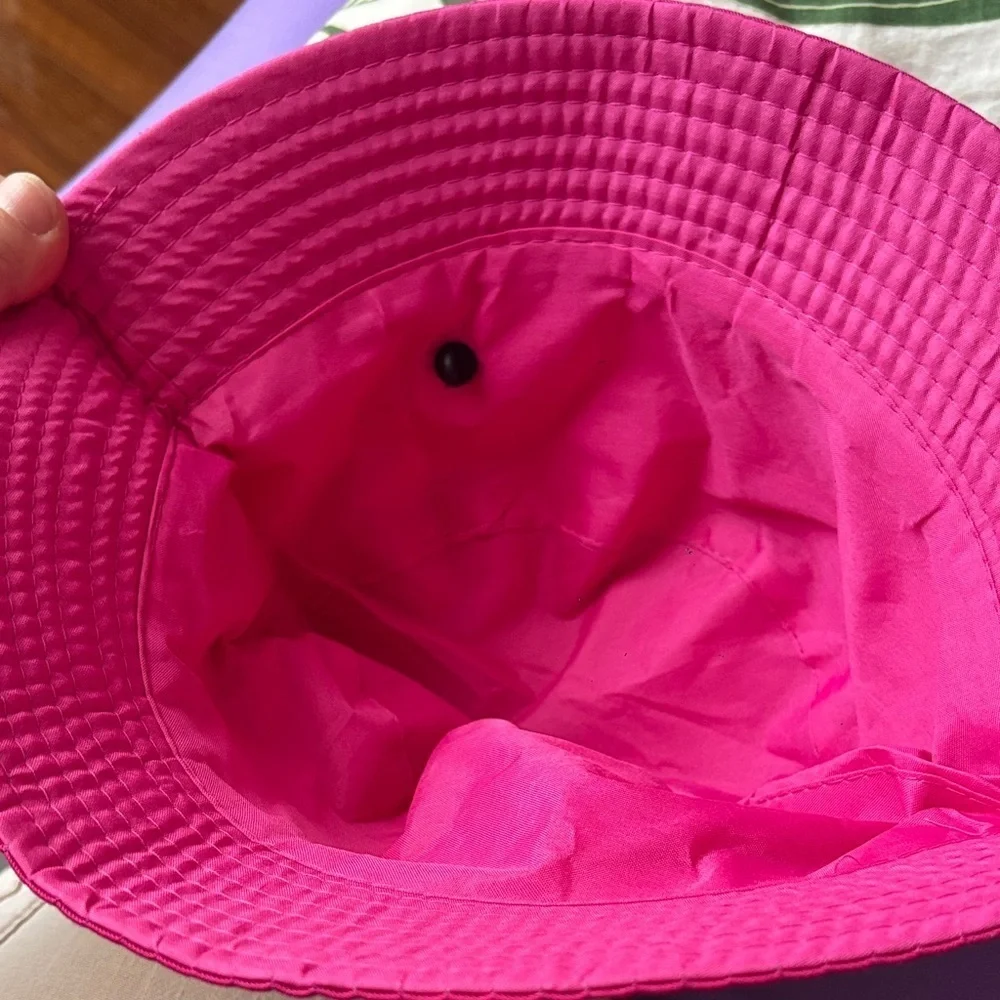Pink Bucket Hat with Cat Pin